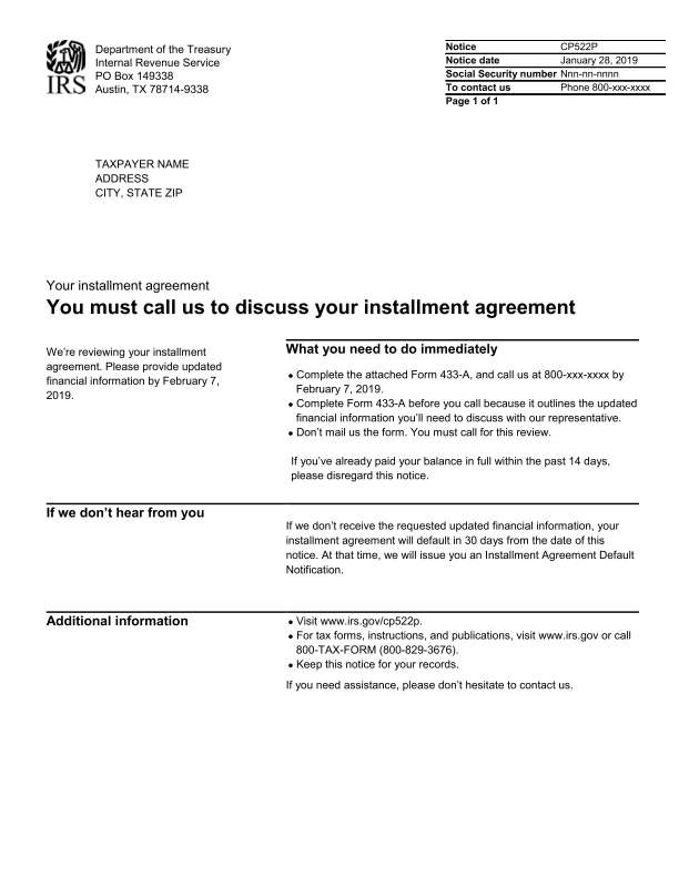 Why is my Installment Agreement Being Reviewed; IRS Just Sent Me CP 522.