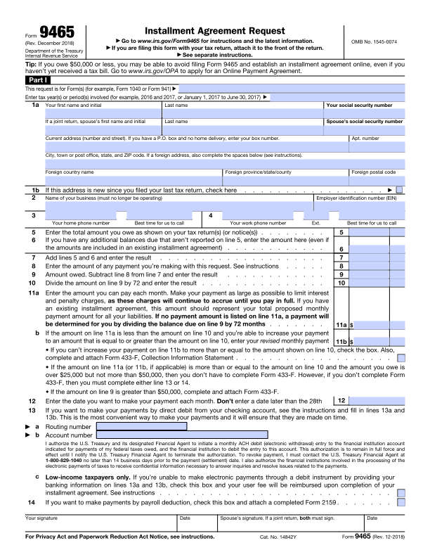 How Do I Set Up an Installment Agreement; IRS Just Sent Me Form 9465 ...