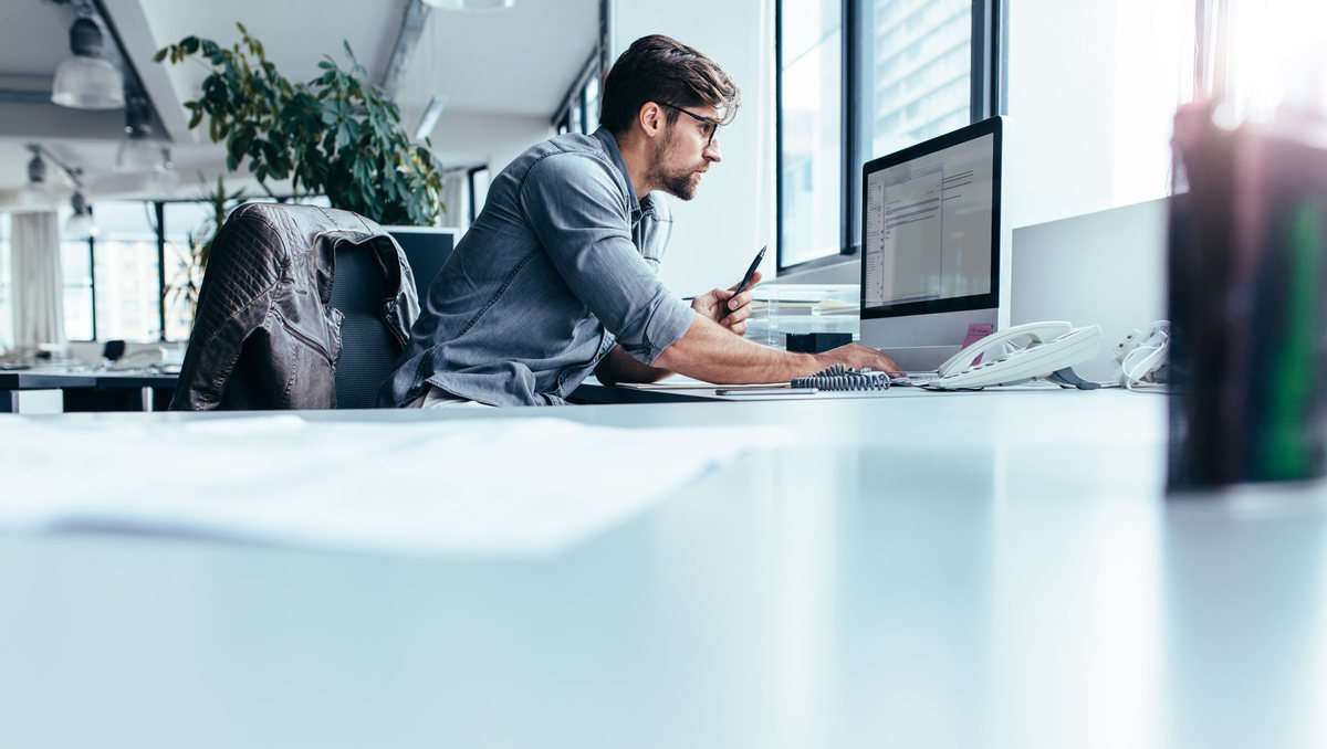 Working on computer