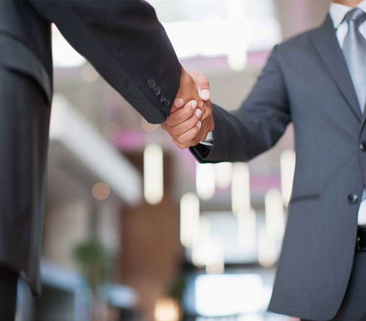 Business professionals shaking hands